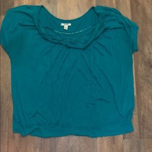 Teal Cowl Neck Blouse